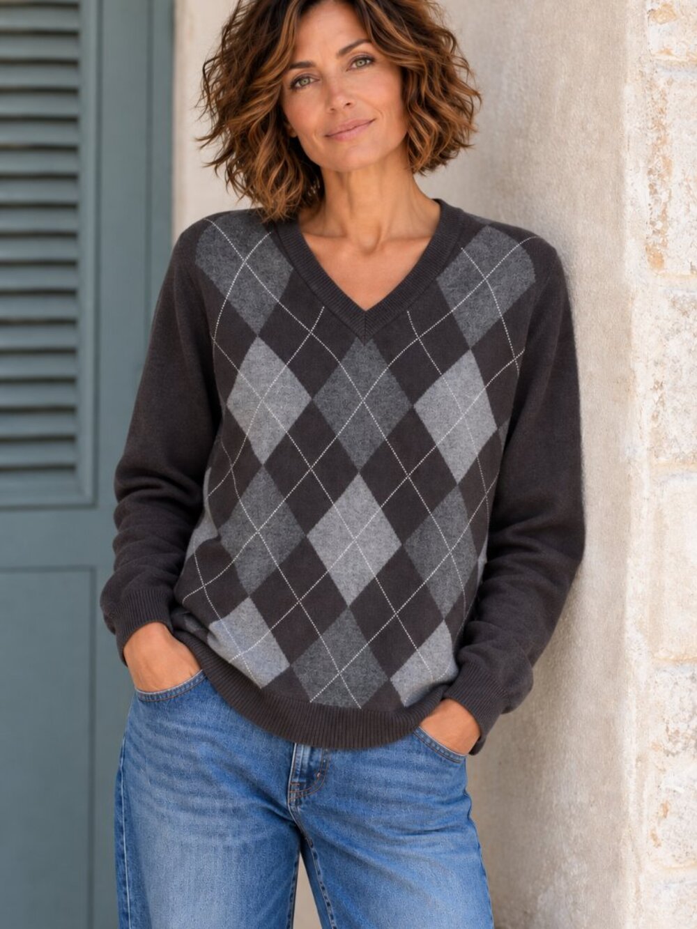 Croft and Barrow Cotton-rich argyle sweater